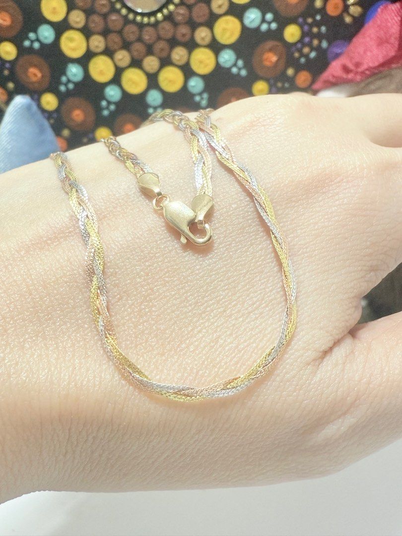 3-Tone Flat Twisted Necklace